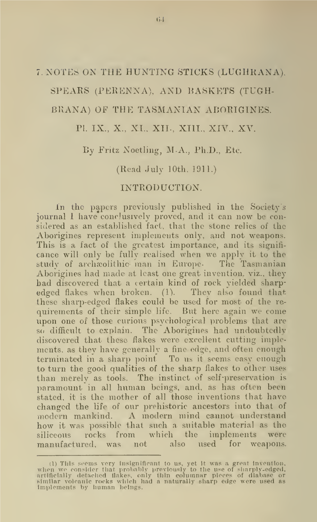 Of the Tasmanian Aborigines
