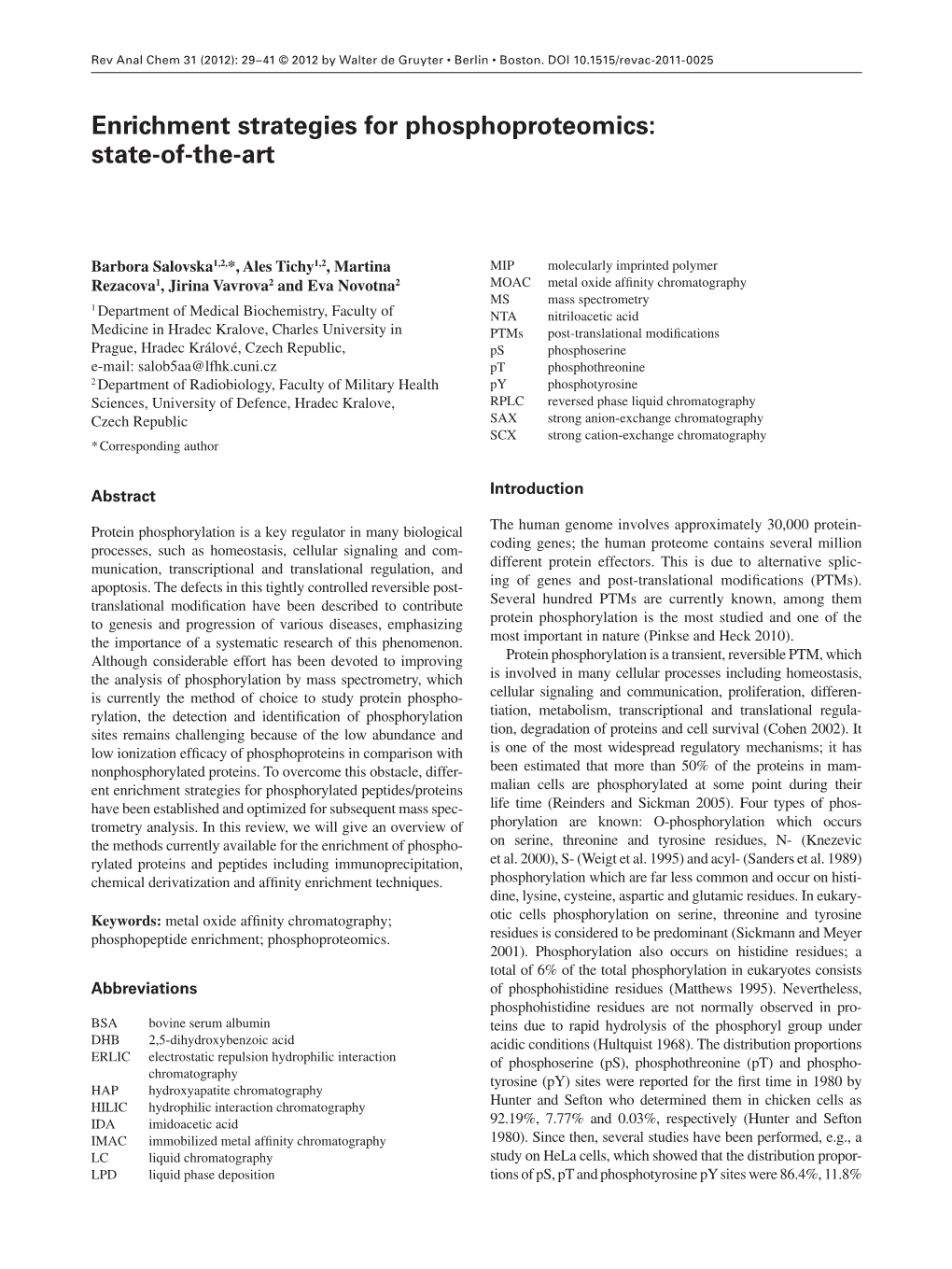 Enrichment Strategies for Phosphoproteomics: State-Of-The-Art