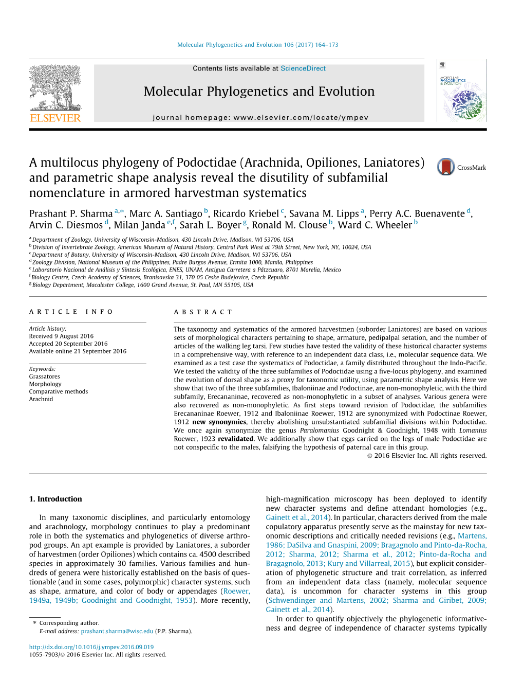 A Multilocus Phylogeny of Podoctidae