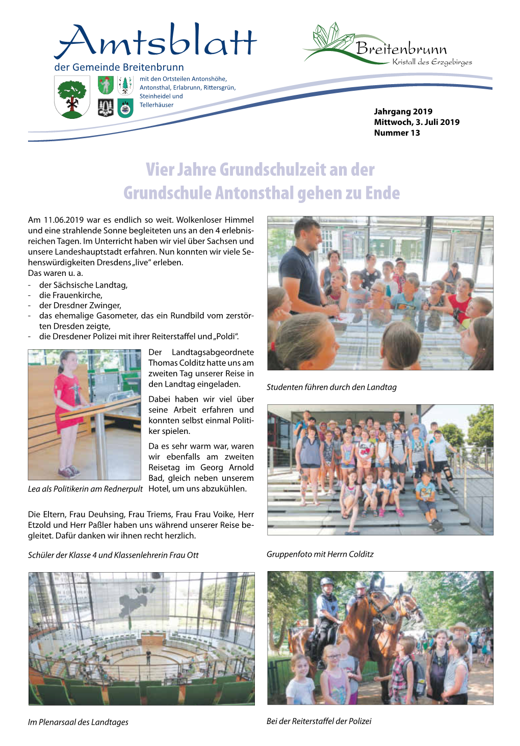 Vier Jahre Grundschulzeit an Der Grundschule Antonsthal Gehen Zu Ende