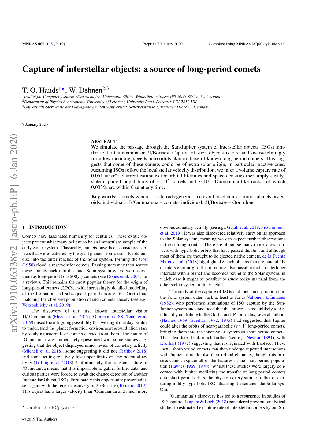 Capture of Interstellar Objects: a Source of Long-Period Comets