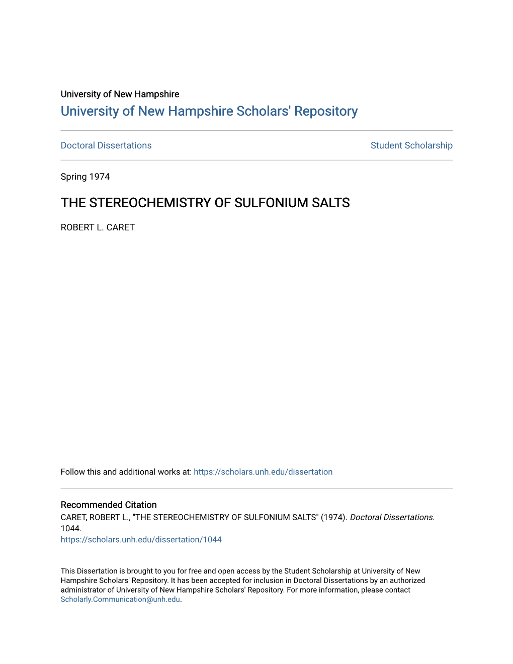 The Stereochemistry of Sulfonium Salts