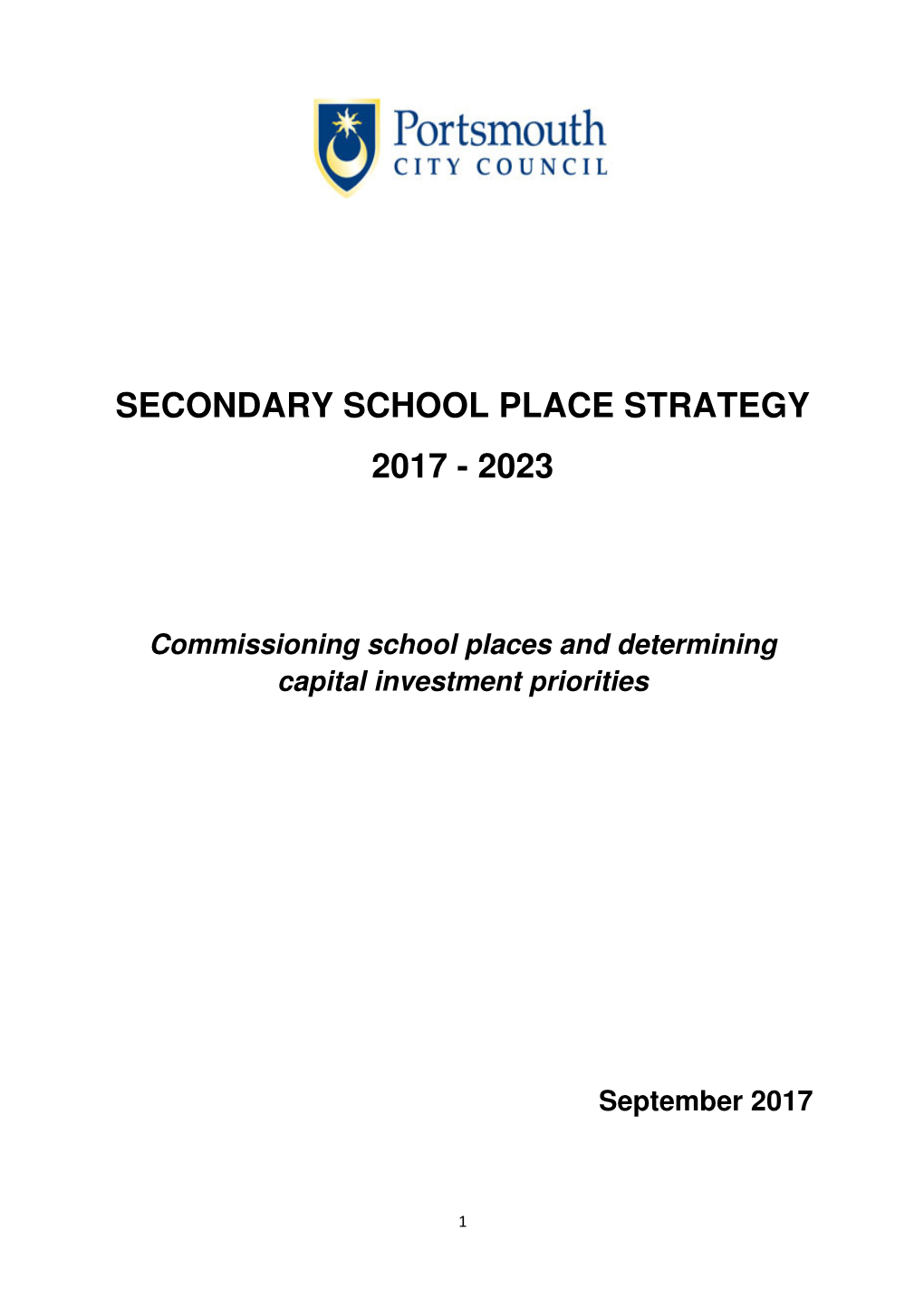 Secondary School Place Strategy 2017 - 2023