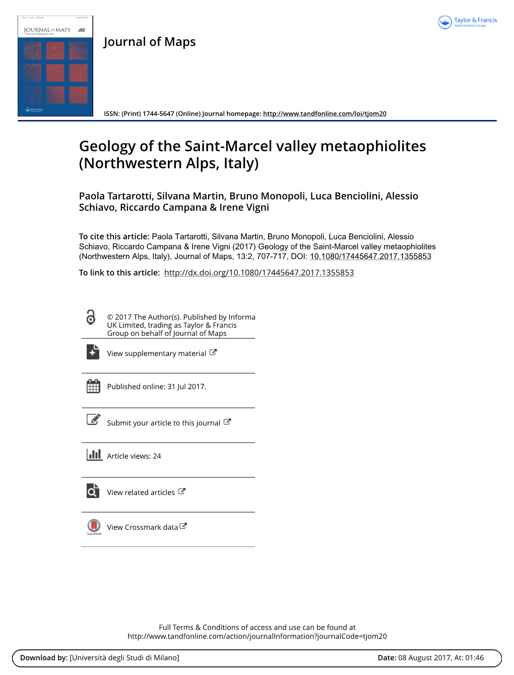 Geology of the Saint-Marcel Valley Metaophiolites (Northwestern Alps, Italy)