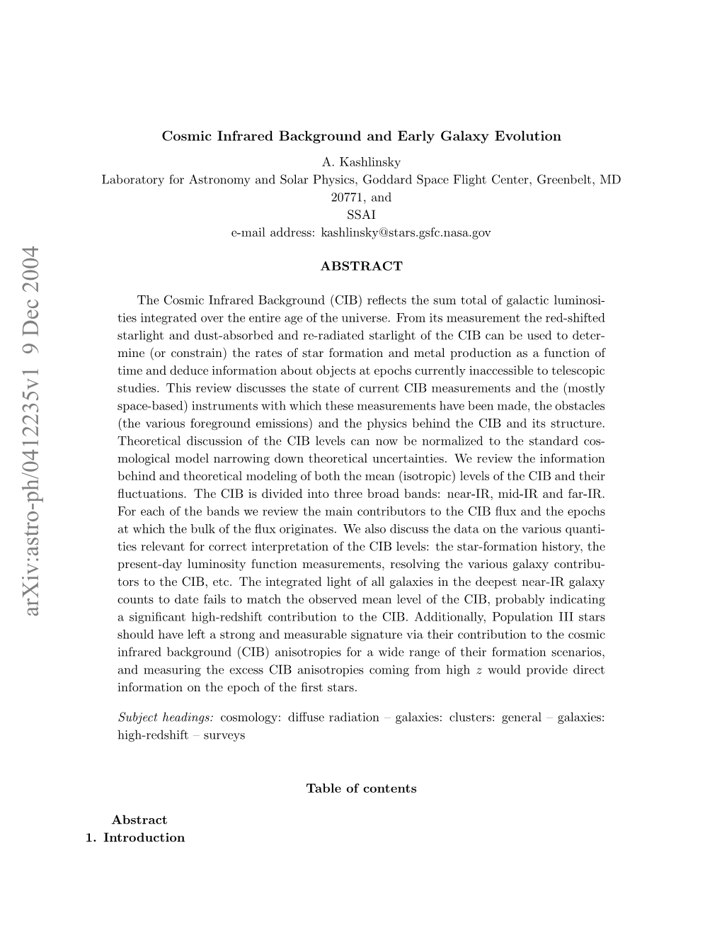 Cosmic Infrared Background and Early Galaxy Evolution