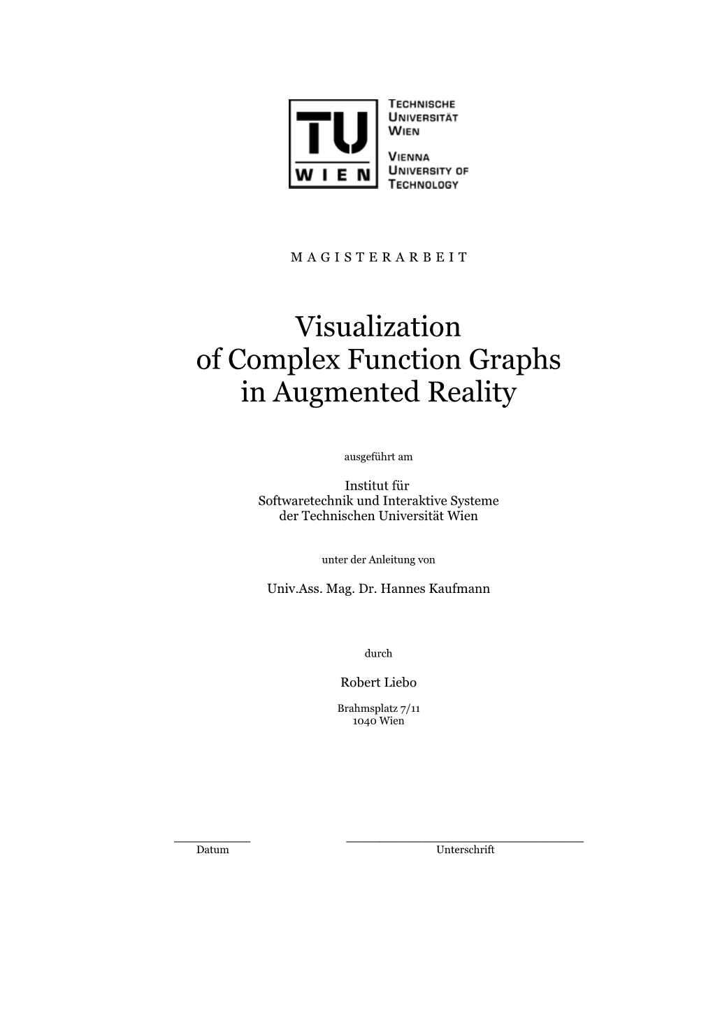 Visualization of Complex Function Graphs in Augmented Reality