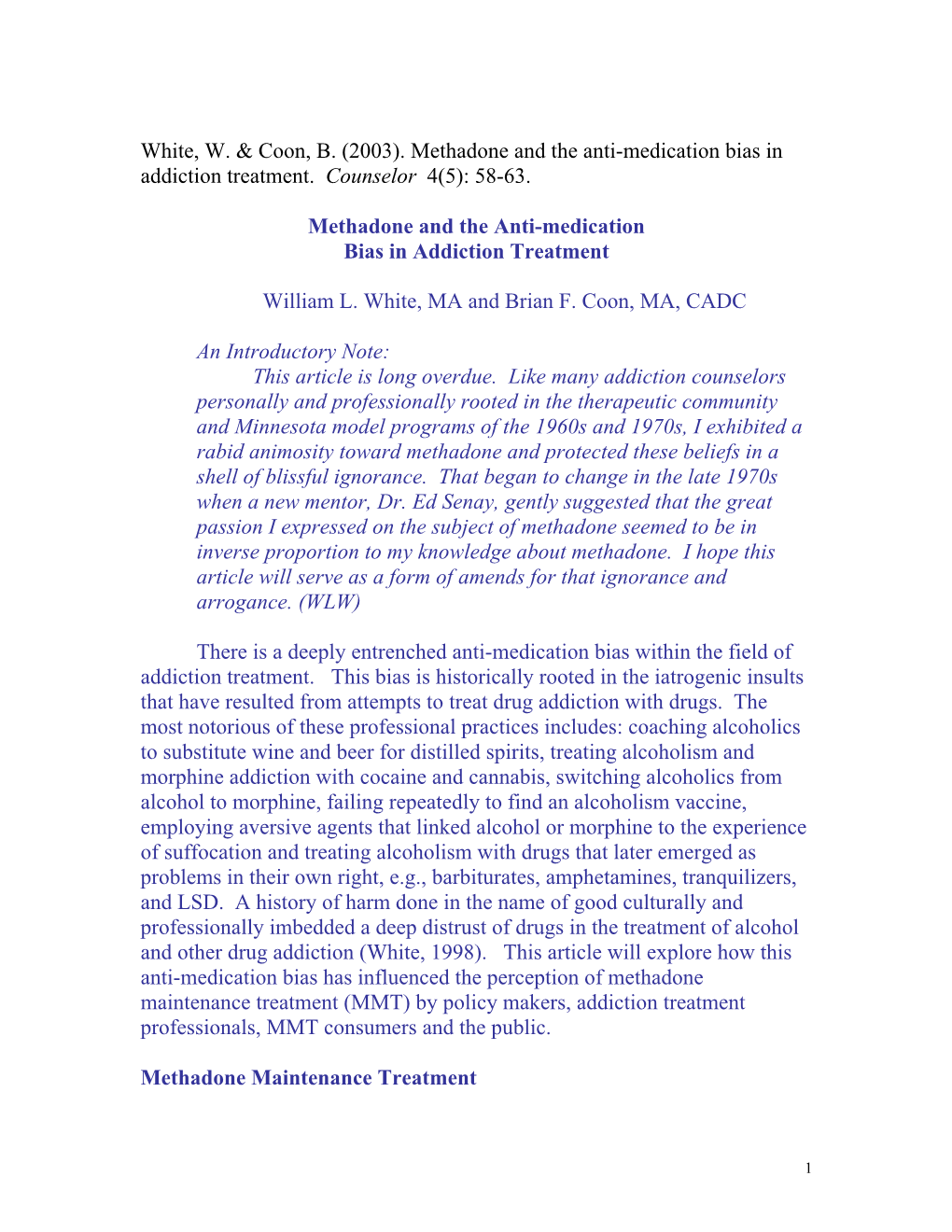 Methadone and the Anti-Medication Bias in Addiction Treatment