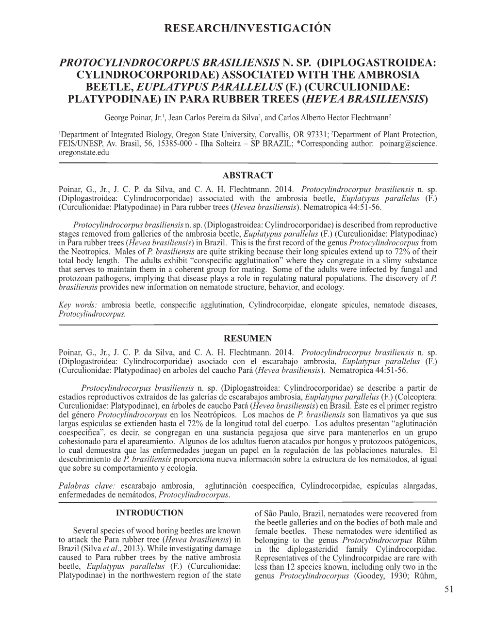 Research/Investigación Protocylindrocorpus