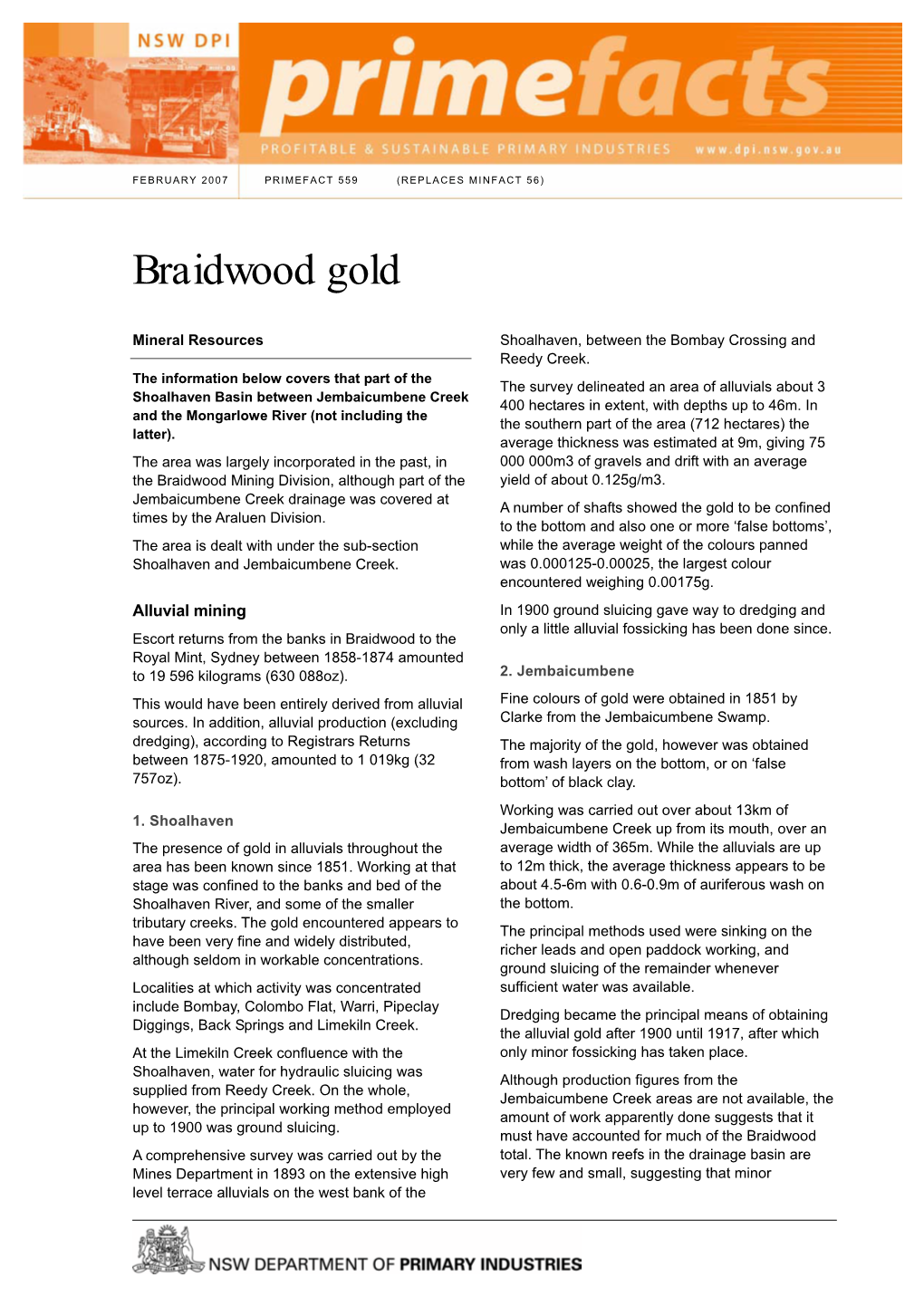 Braidwood Gold