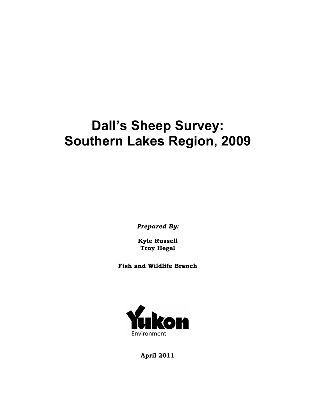 Dall's Sheep Survey Southern Lakes Regionpdf