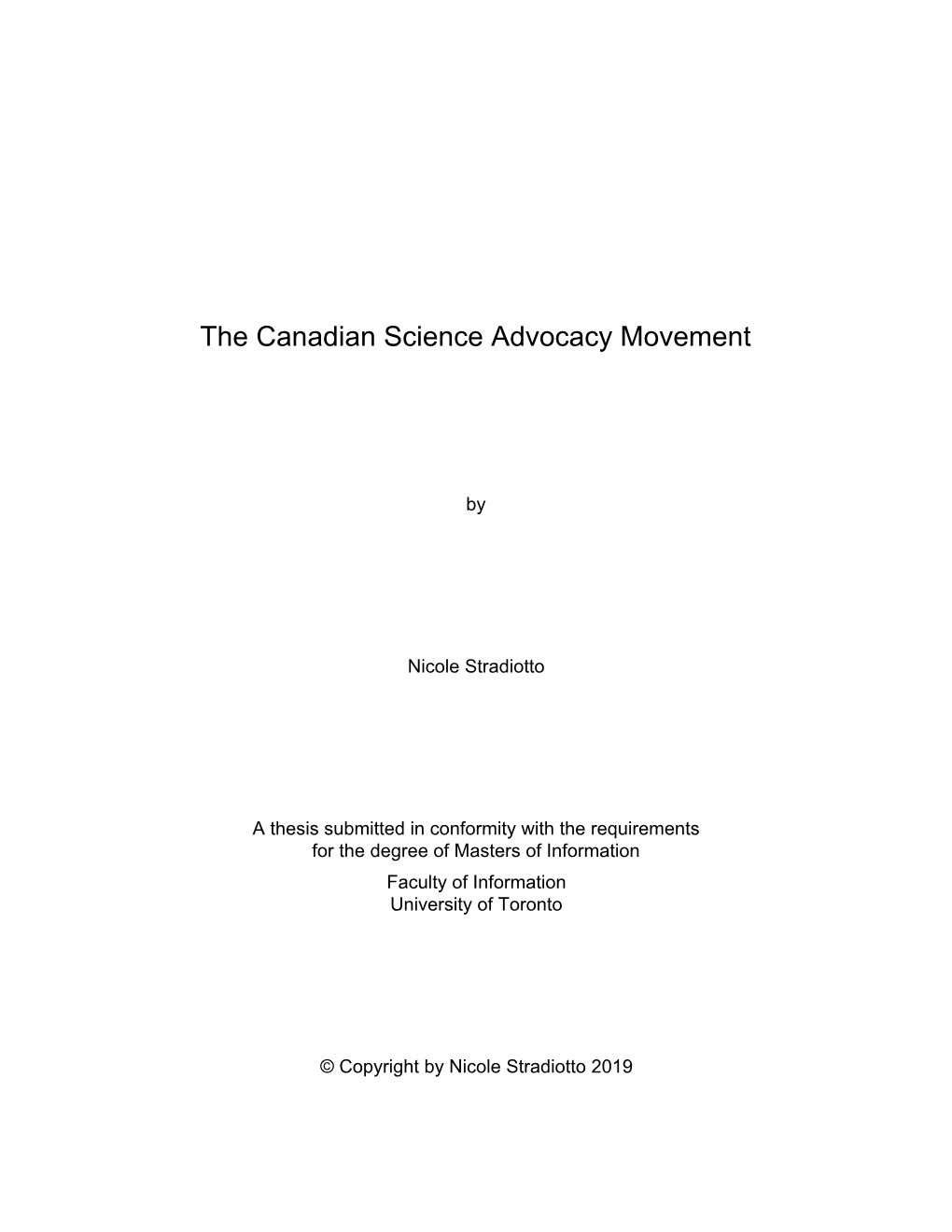 The Canadian Science Advocacy Movement