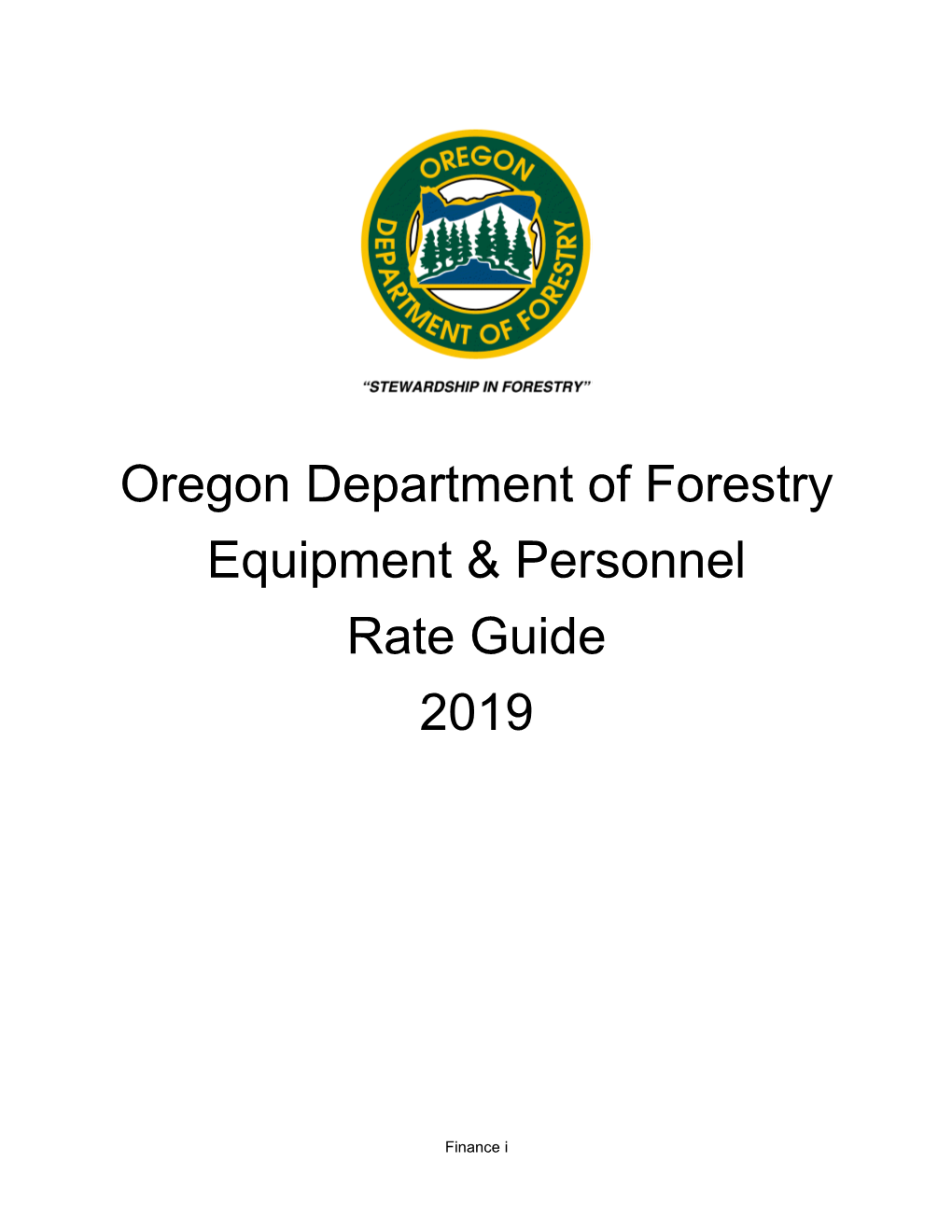 Oregon Department of Forestry Equipment & Personnel Rate Guide 2019