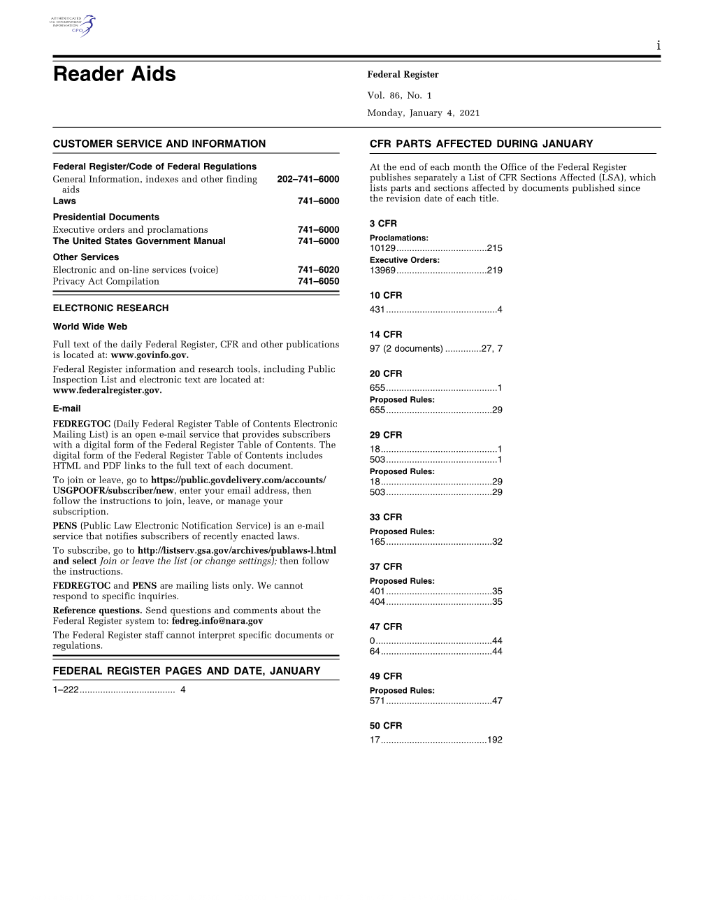 Reader Aids Federal Register Vol