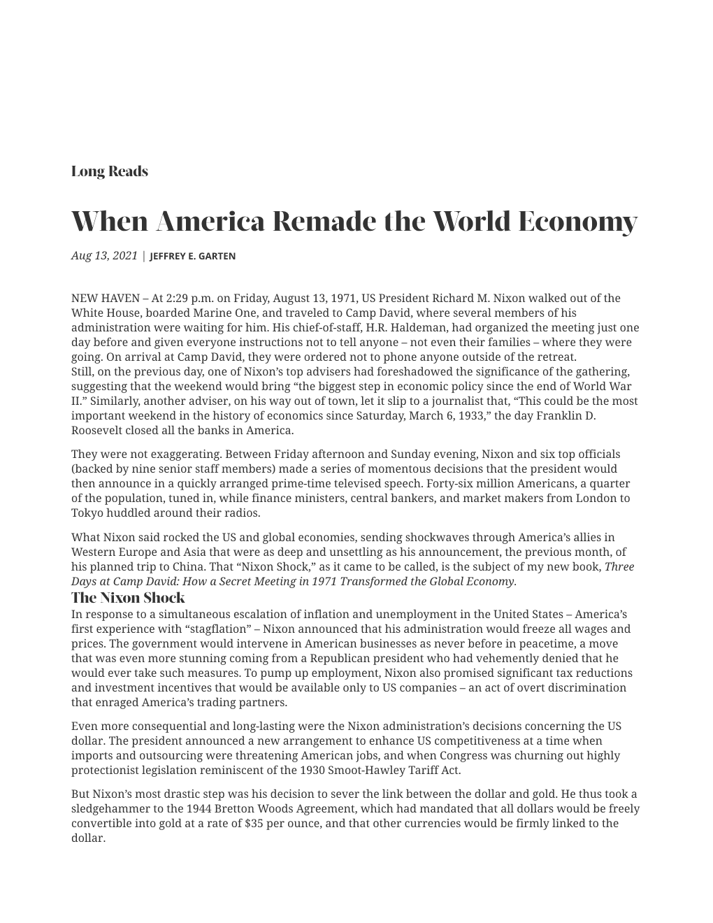 When America Remade the World Economy