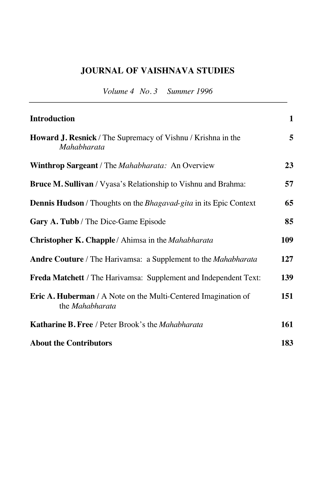 Journal of Vaishnava Studies