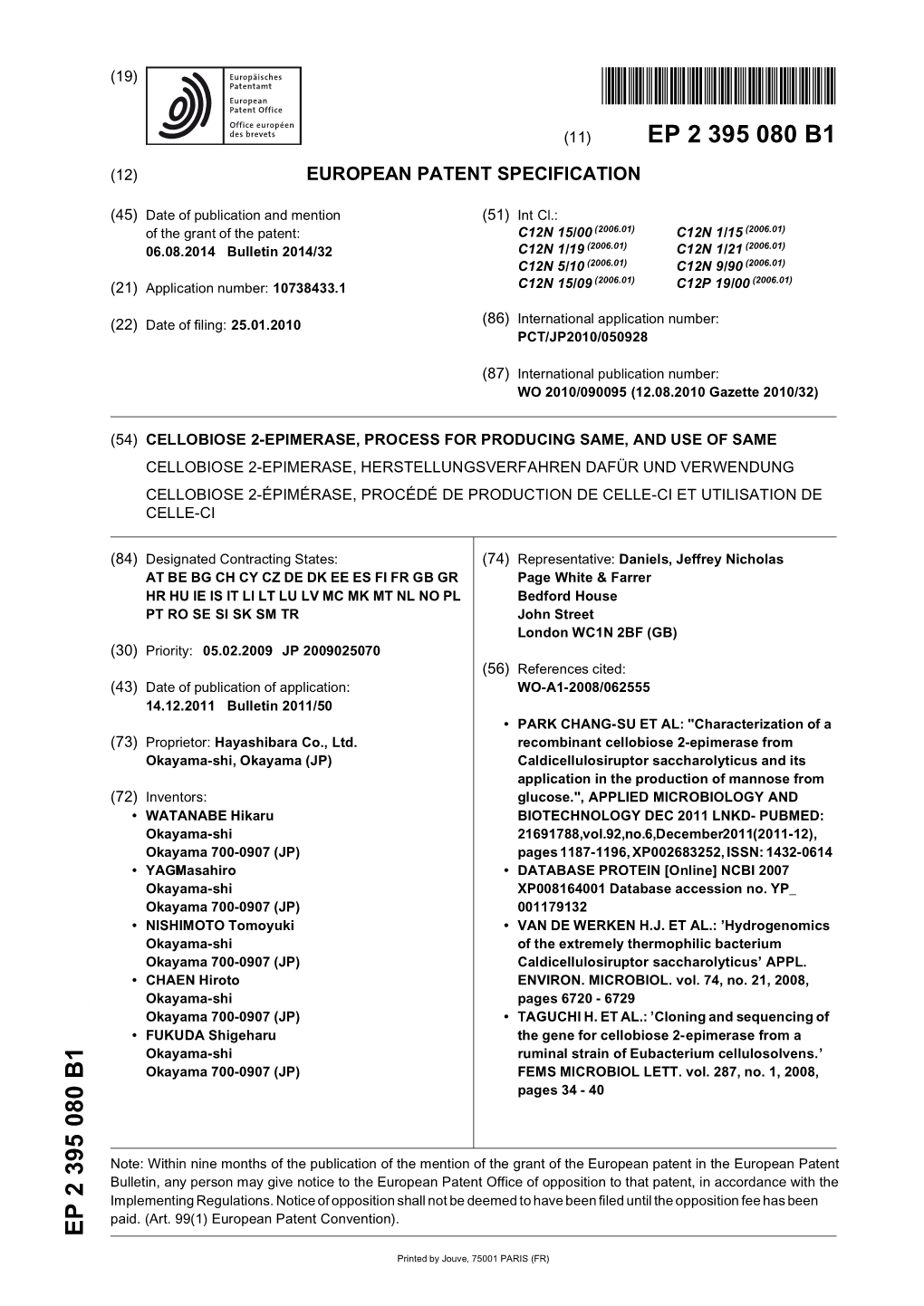 Cellobiose 2-Epimerase, Process for Producing