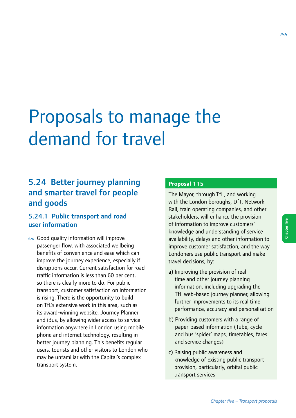 Proposals to Manage the Demand for Travel