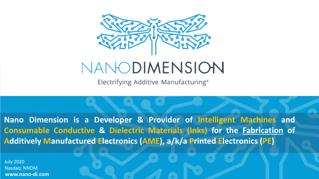 NNDM NASDAQ : NNDM | © 2020 Nano Dimension