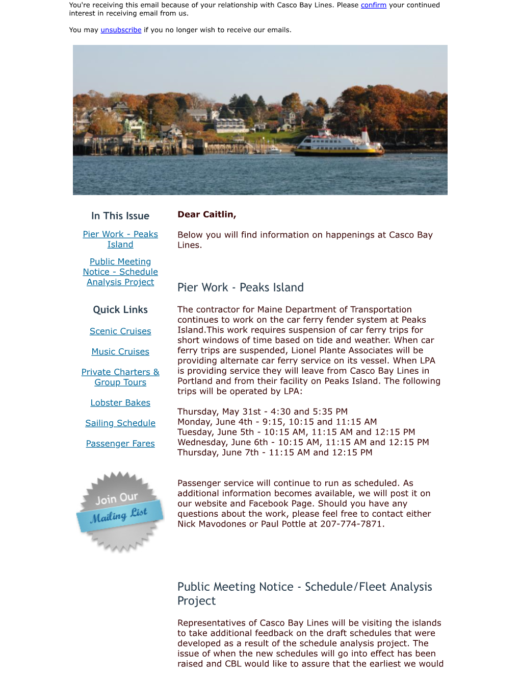 Peaks Island Public Meeting Notice