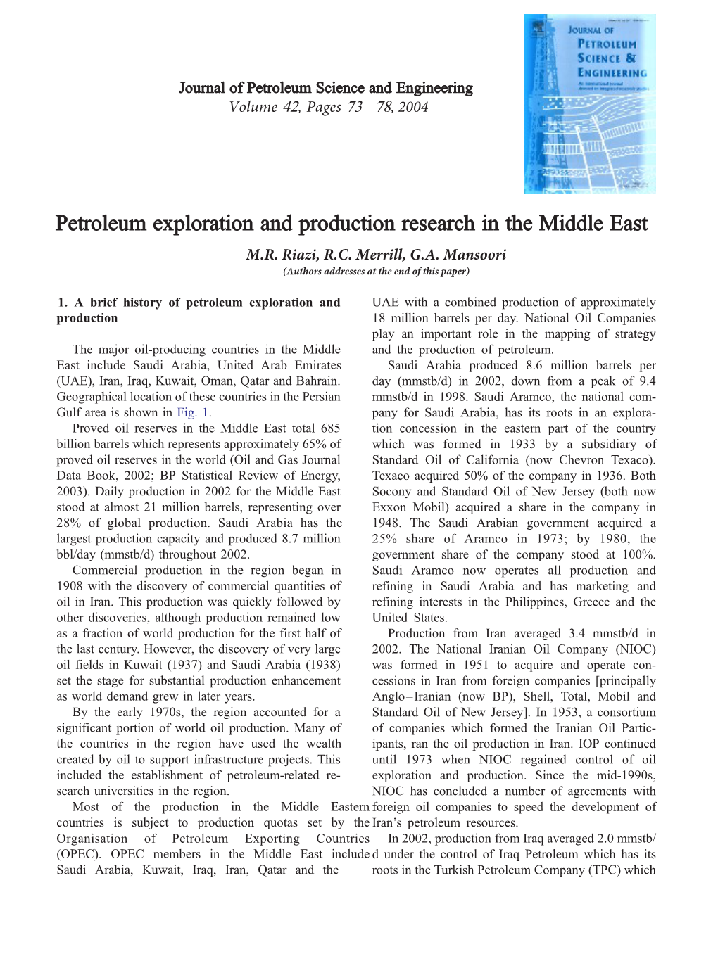 04.Petroleum Exploration and Production Research in the Middle East.Pdf