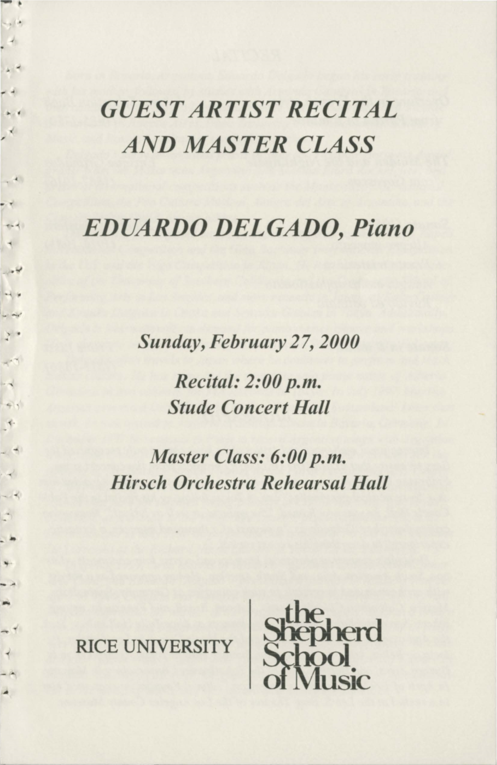 Guest Artist Recital and Master Class Eduardo