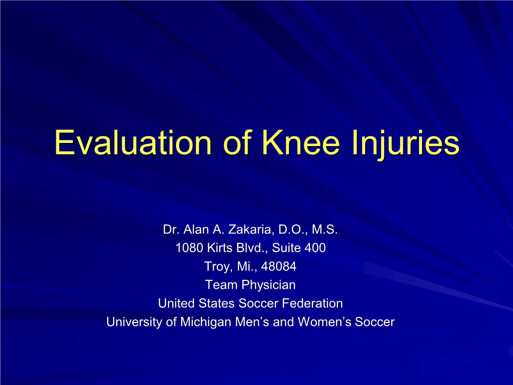 Knee Evaluation