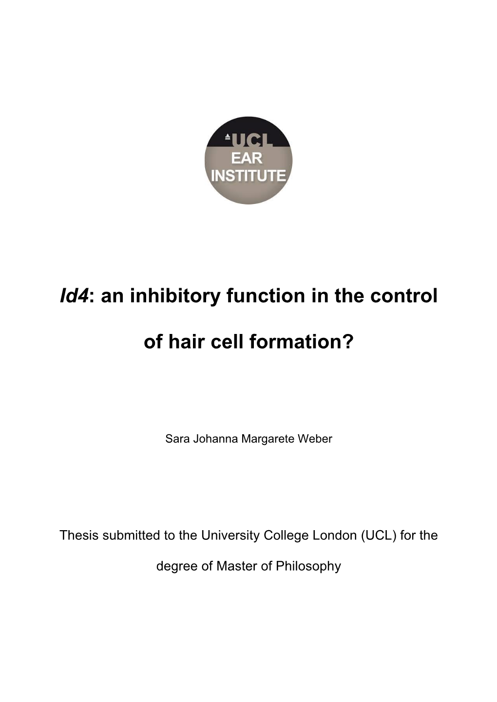 Id4: an Inhibitory Function in the Control