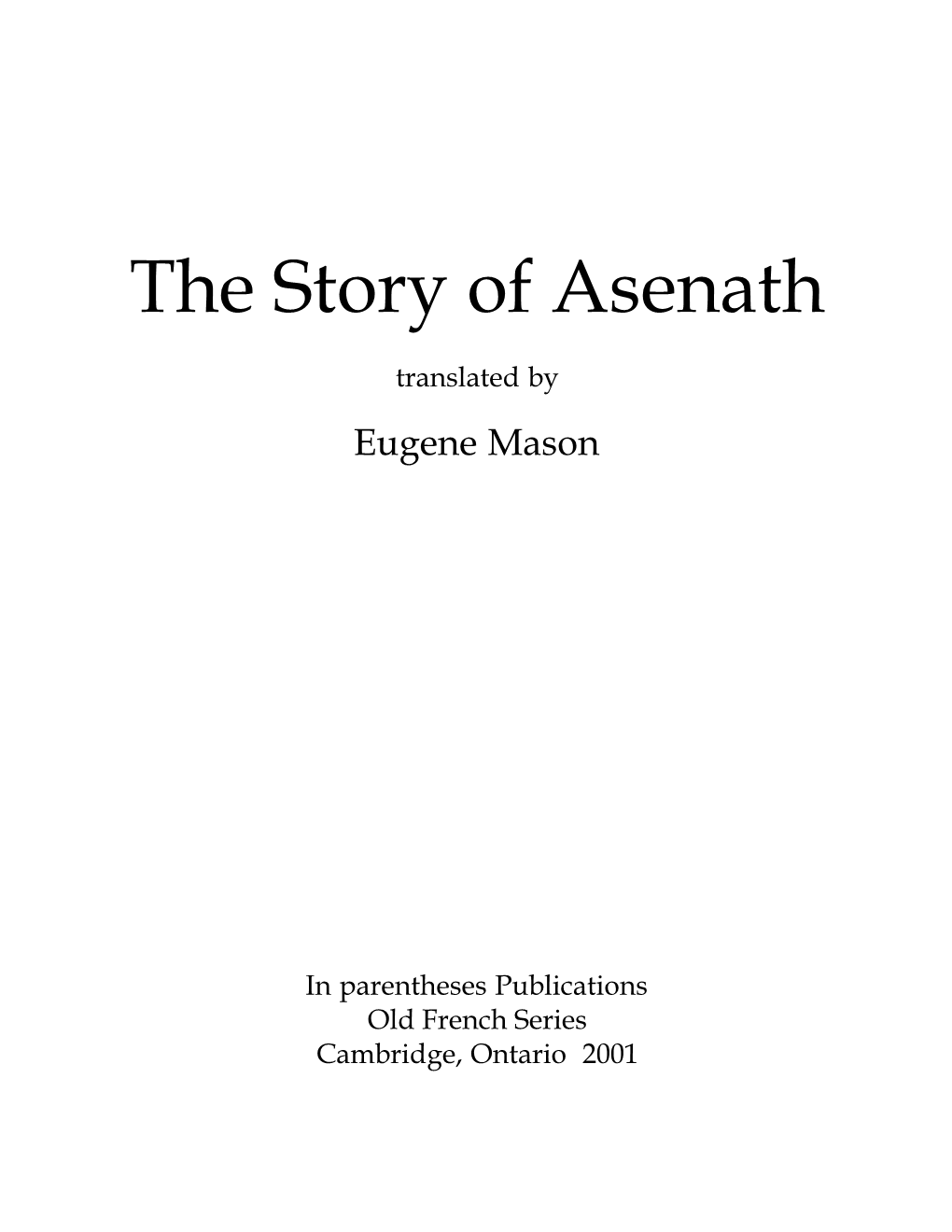 The Story of Asenath