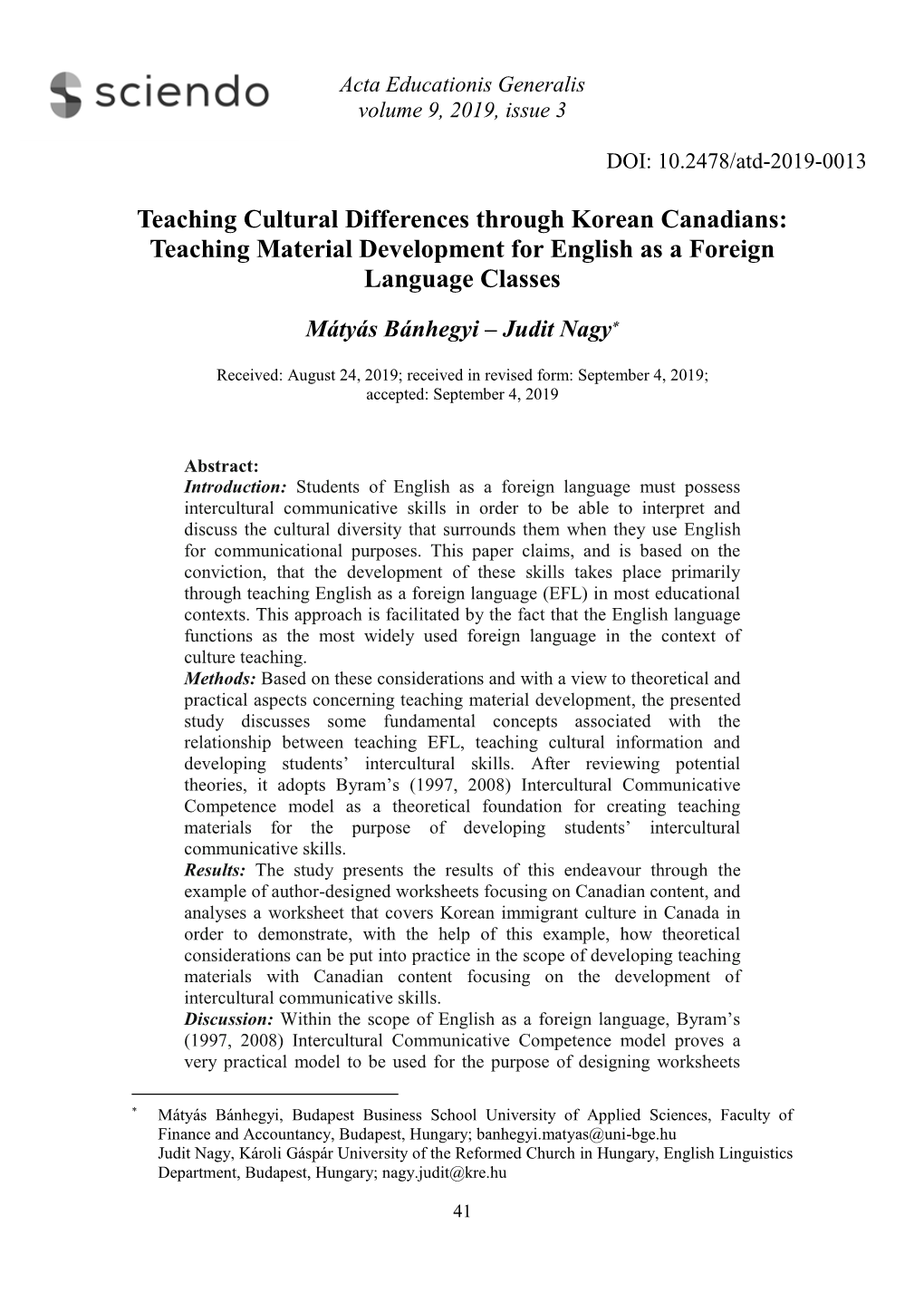 Teaching Cultural Differences Through Korean Canadians: Teaching Material Development for English As a Foreign Language Classes