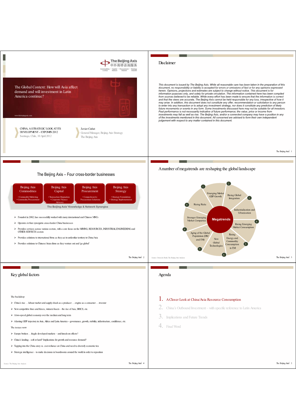 Disclaimer a Number of Megatrends Are Reshaping the Global Landscape