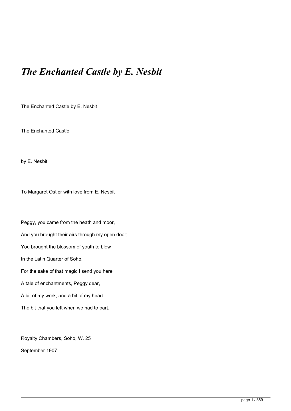 The Enchanted Castle by E. Nesbit</H1>