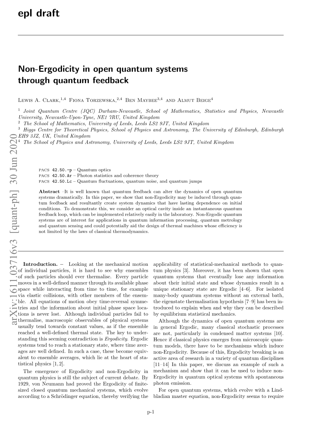 Non-Ergodicity in Open Quantum Systems Through Quantum Feedback