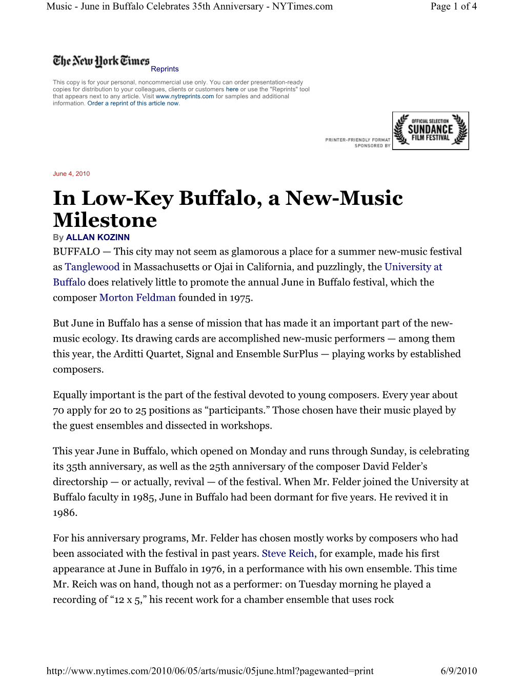 In Low-Key Buffalo, a New-Music Milestone