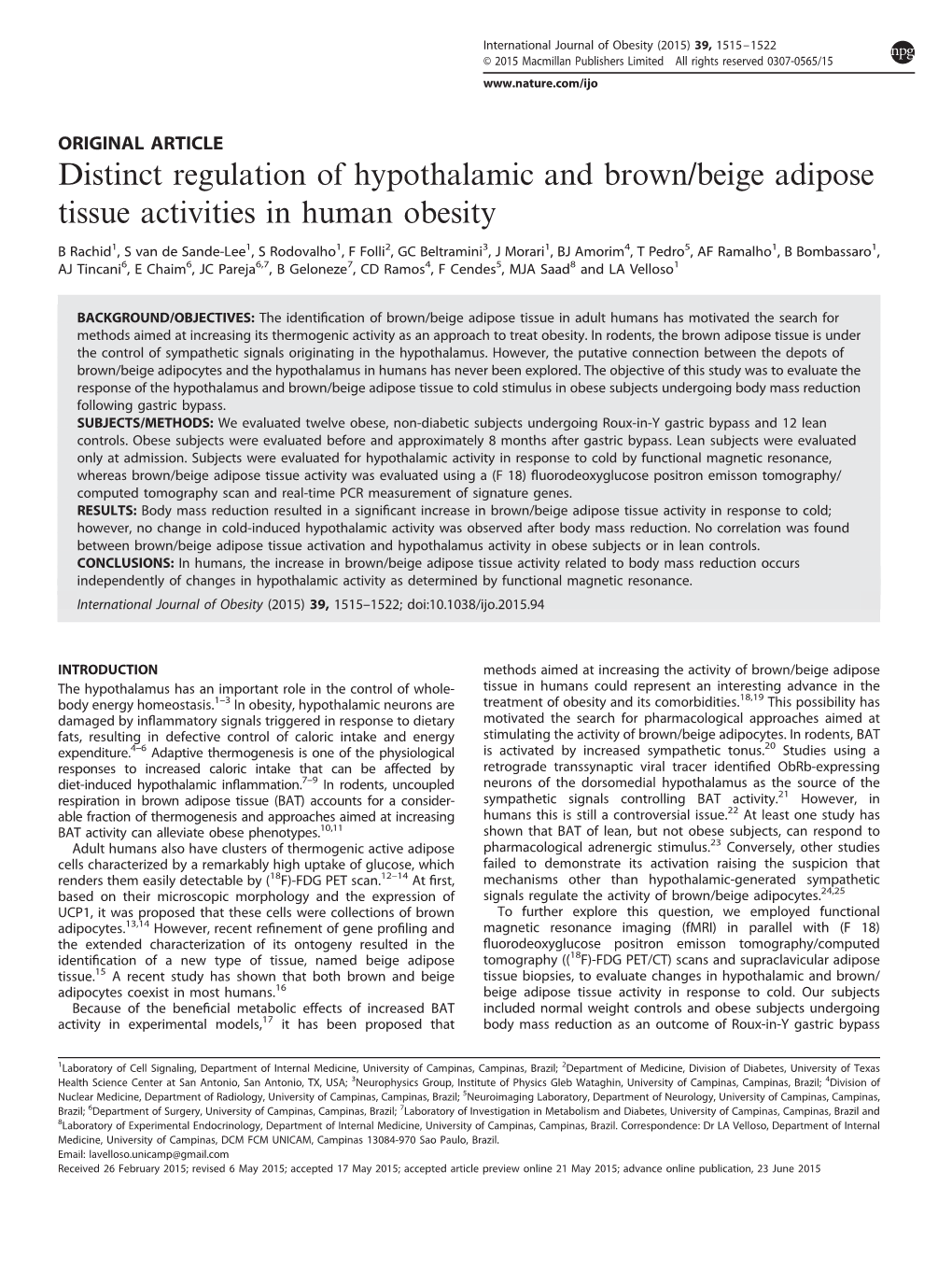 Beige Adipose Tissue Activities in Human Obesity