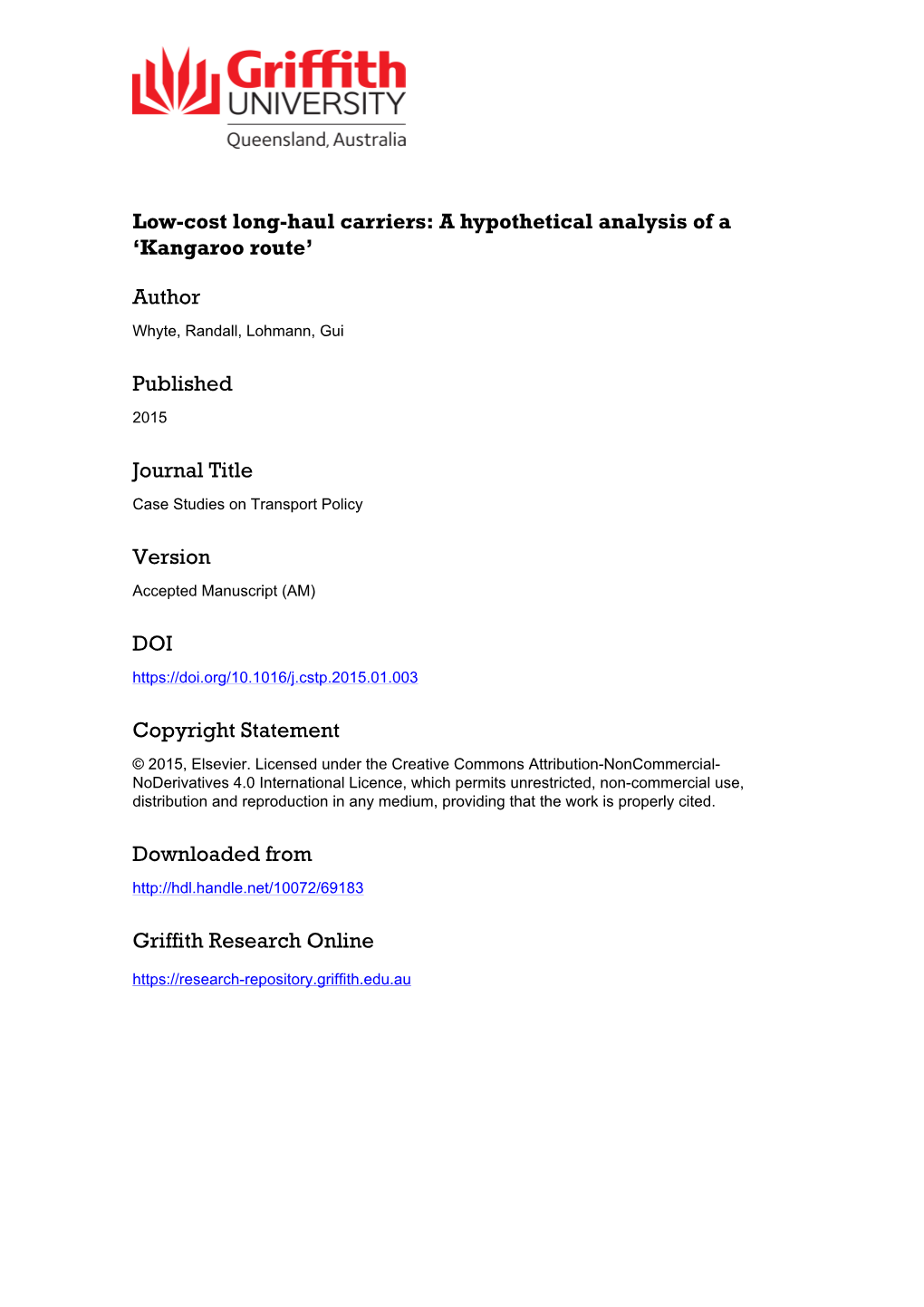 Low-Cost Long-Haul Carriers: a Hypothetical Analysis of a ‘Kangaroo Route’