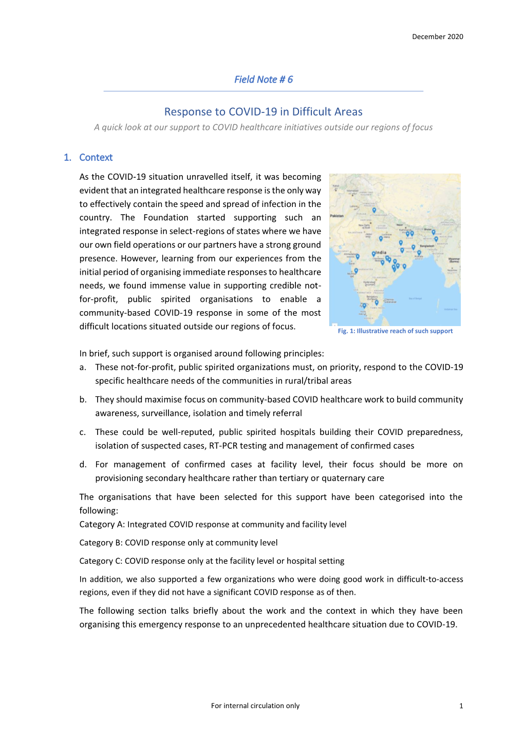 Response to COVID-19 in Difficult Areas a Quick Look at Our Support to COVID Healthcare Initiatives Outside Our Regions of Focus