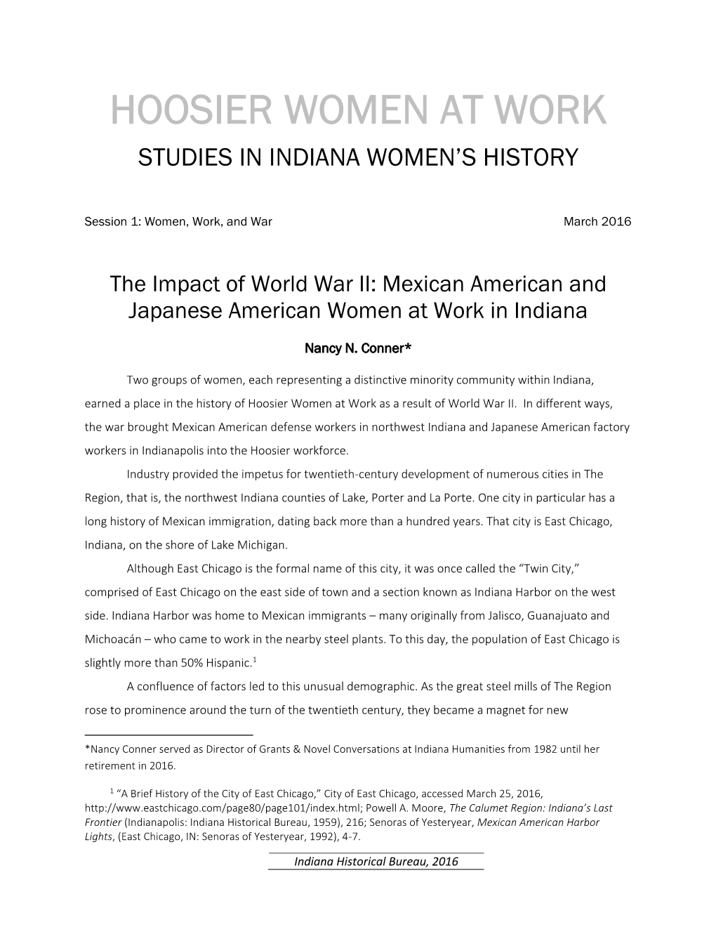 Hoosier Women at Work Studies in Indiana Women’S History