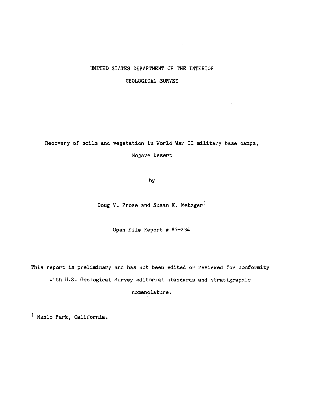 Recovery of Soils and Vegetation in World War II Military Base Camps, Mojave Desert