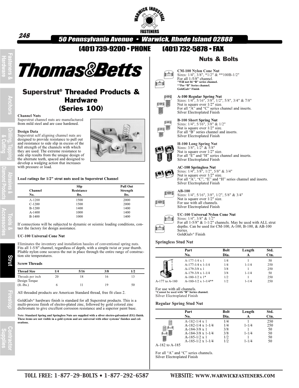 248 Superstrut® Threaded Products & Hardware (Series 100)