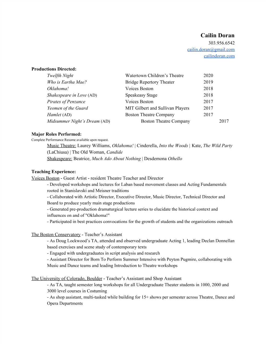 C. Doran Complete CV