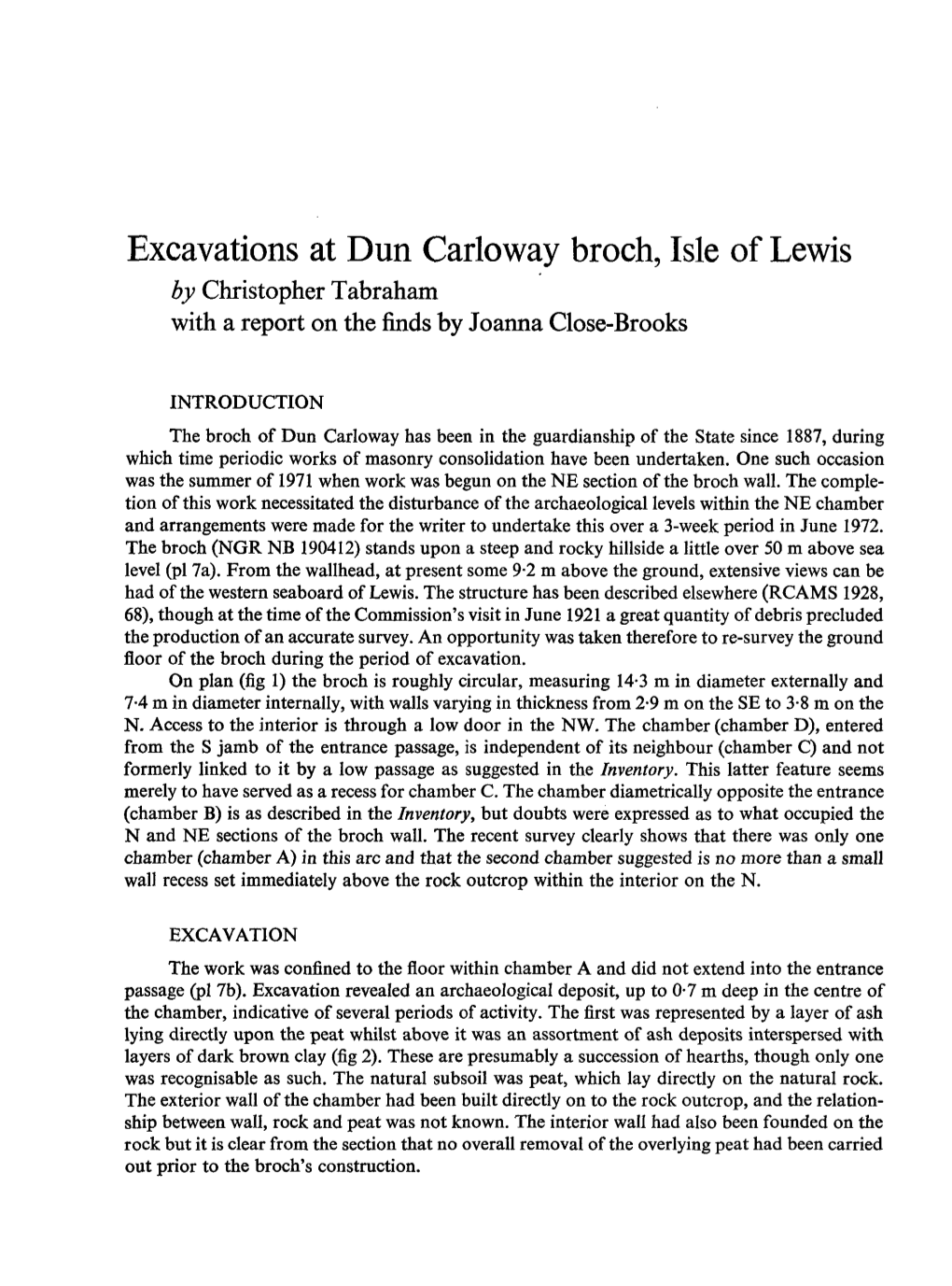 Excavations at Dun Carloway Broch, Isle of Lewis I 157