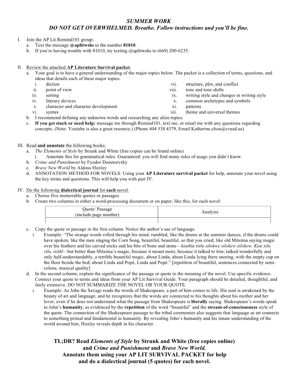 AP English Literature and Composition 2008 - 2009 Analytic Reading Round Rock High School Page 7