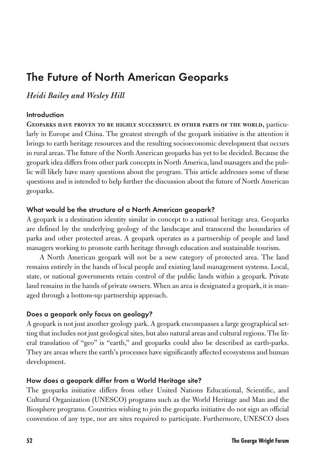 The Future of North American Geoparks