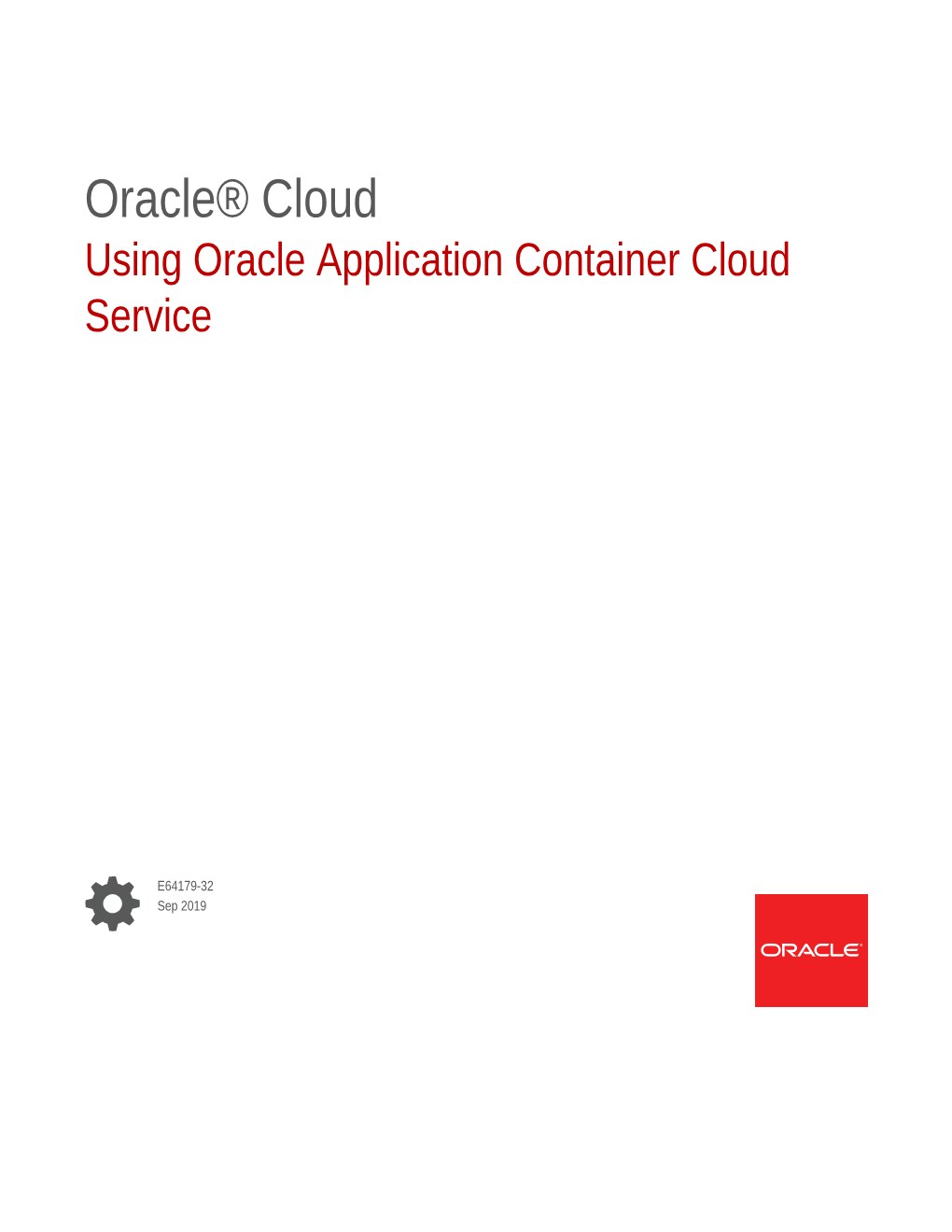 Using Oracle Application Container Cloud Service