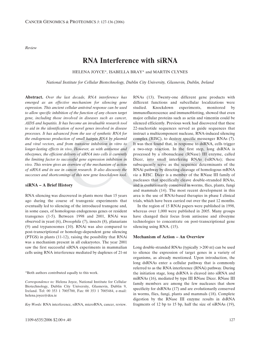 RNA Interference with Sirna