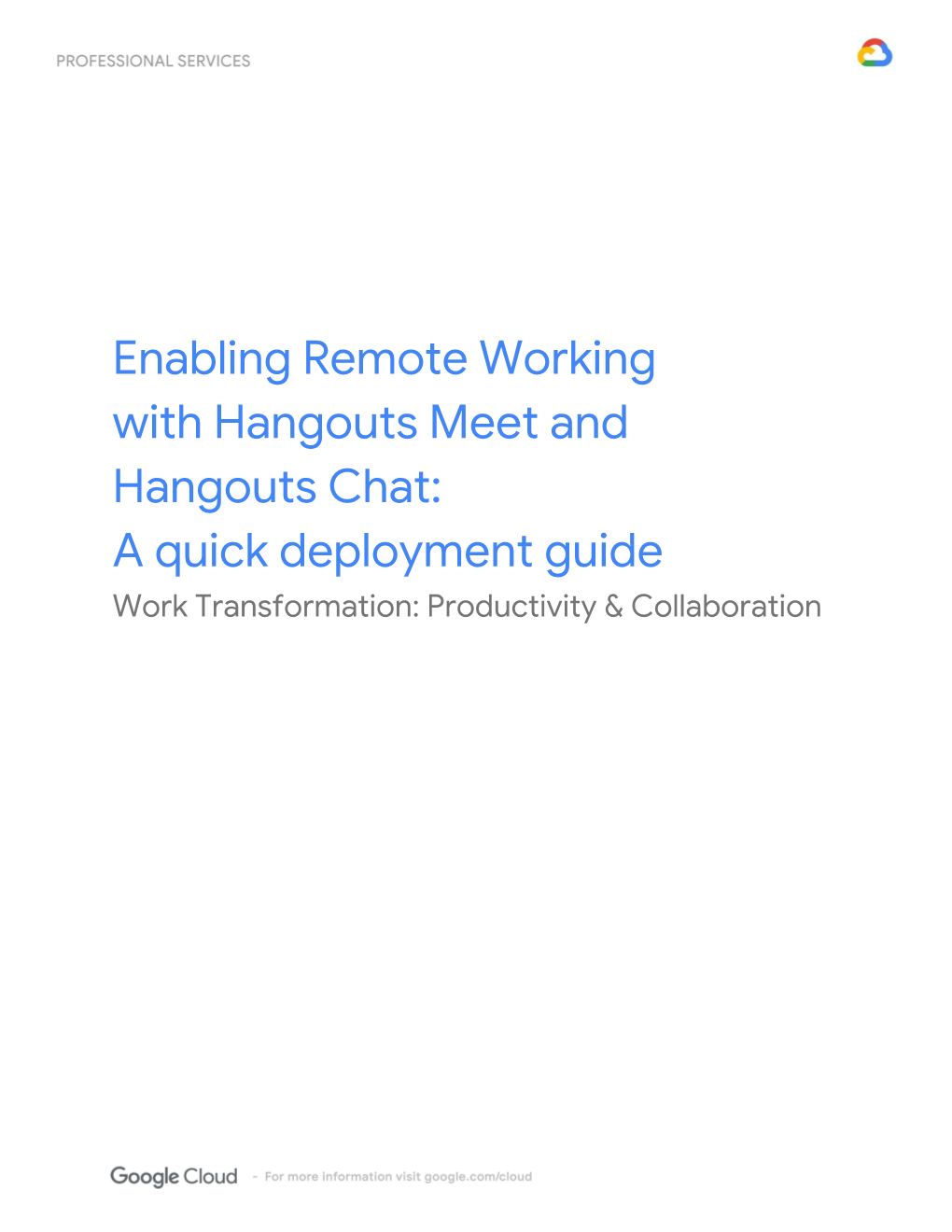 Quick Deployment Guide for Enabling Remote Working with Hangouts Meet