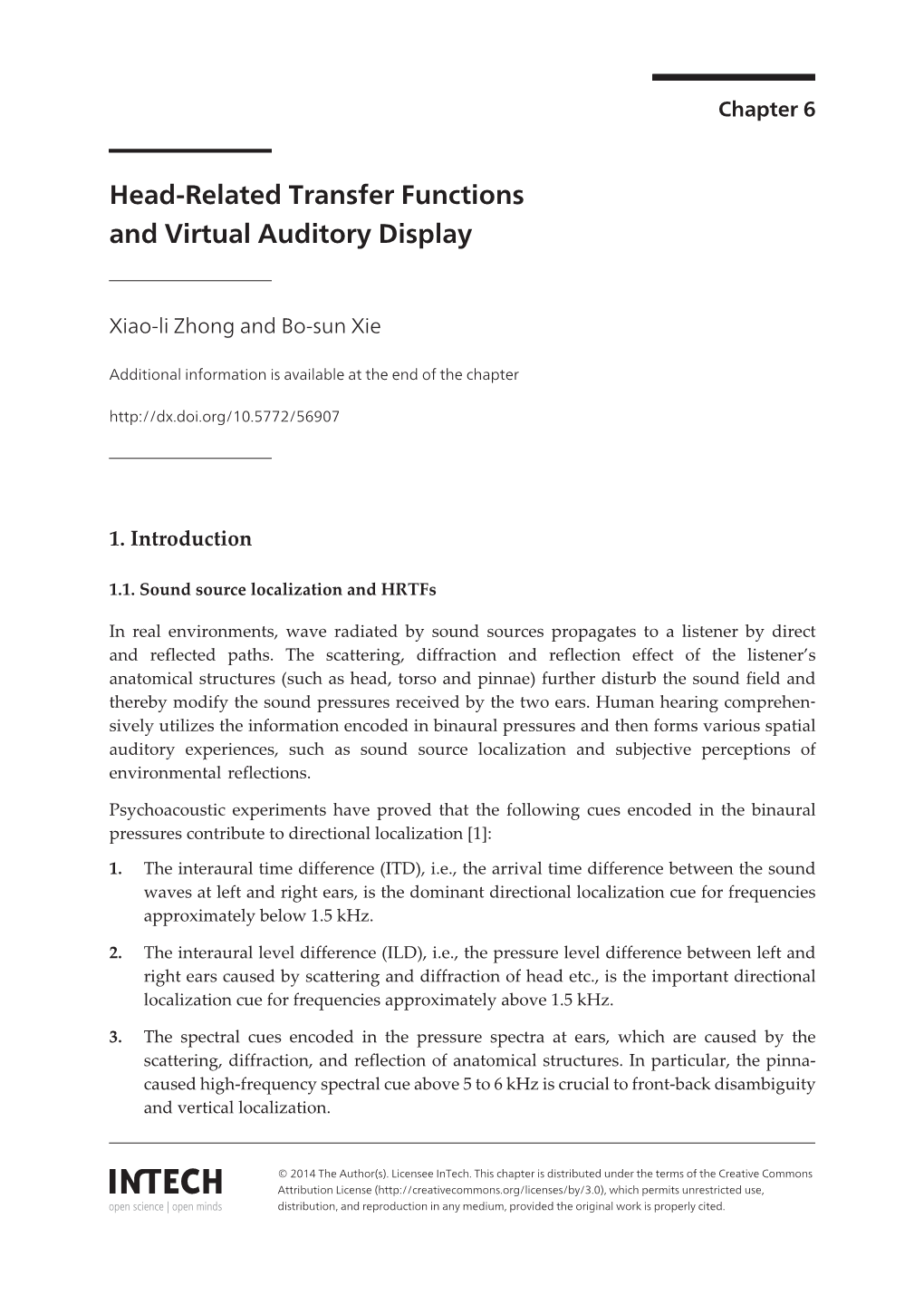 Head-Related Transfer Functions and Virtual Auditory Display