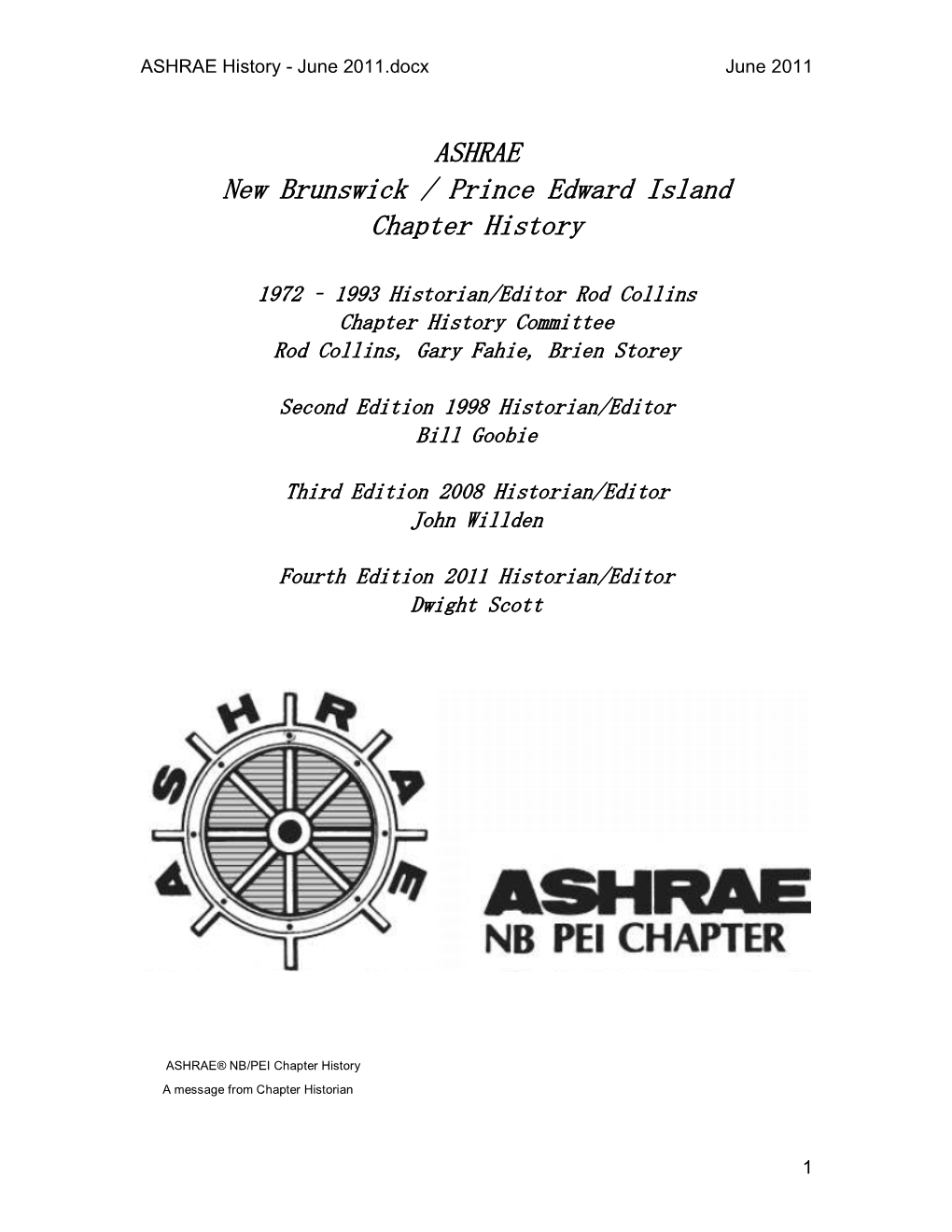 ASHRAE History - June 2011.Docx June 2011