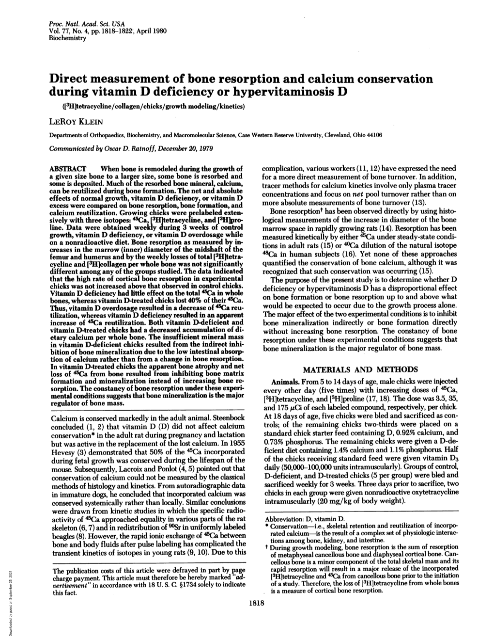 Direct Measurement of Bone Resorption and Calcium