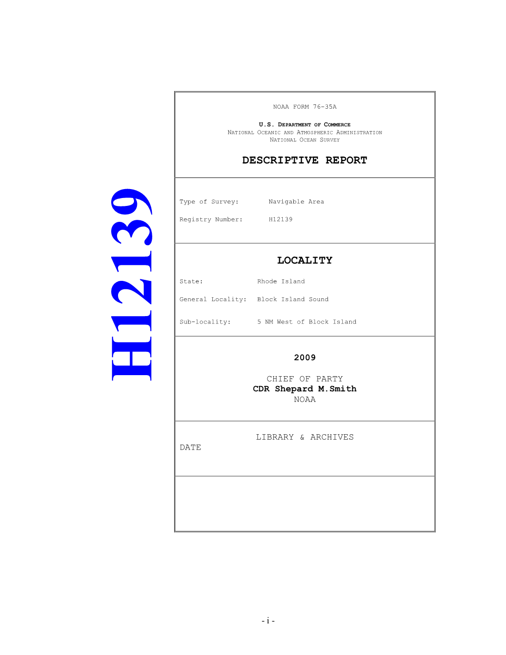 Descriptive Report to Accompany Hydrographic Survey H11004